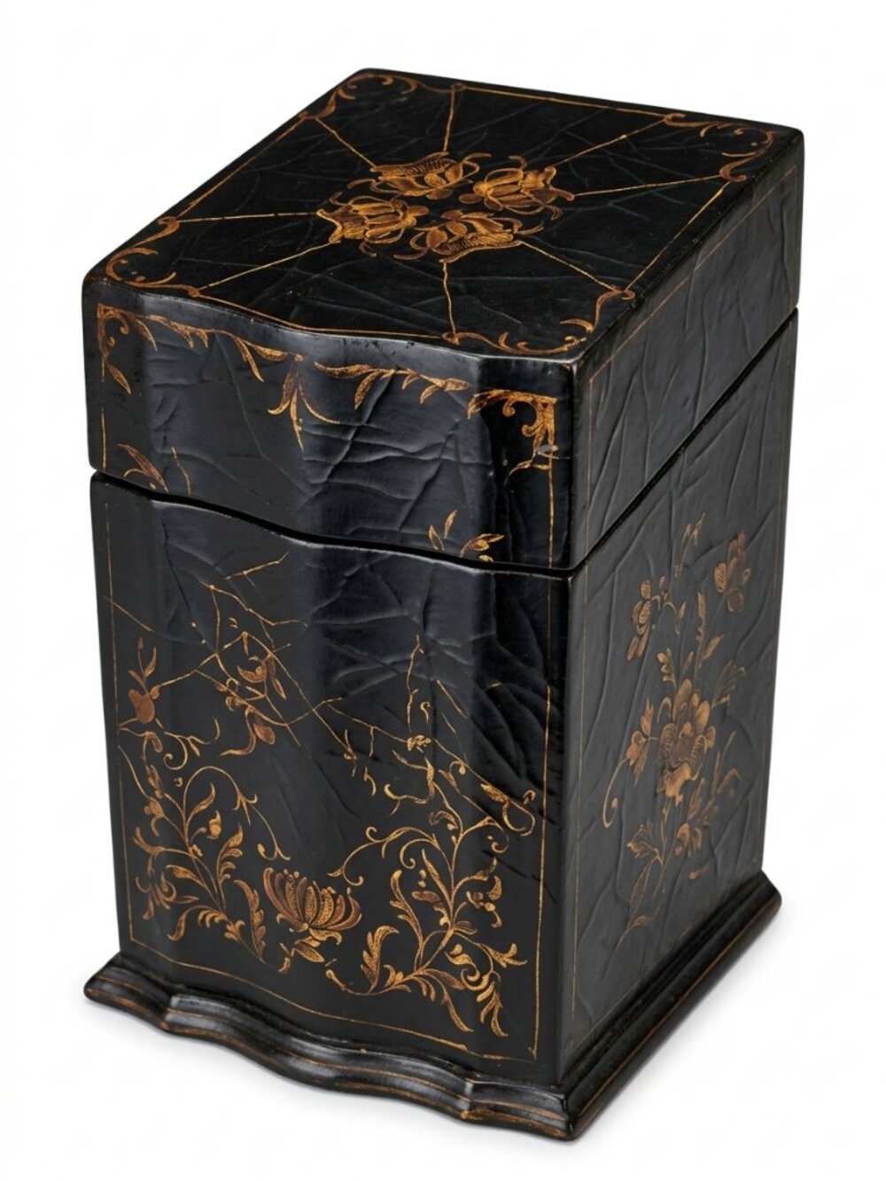 Black Asian Box with Painted Gold chinoiserie